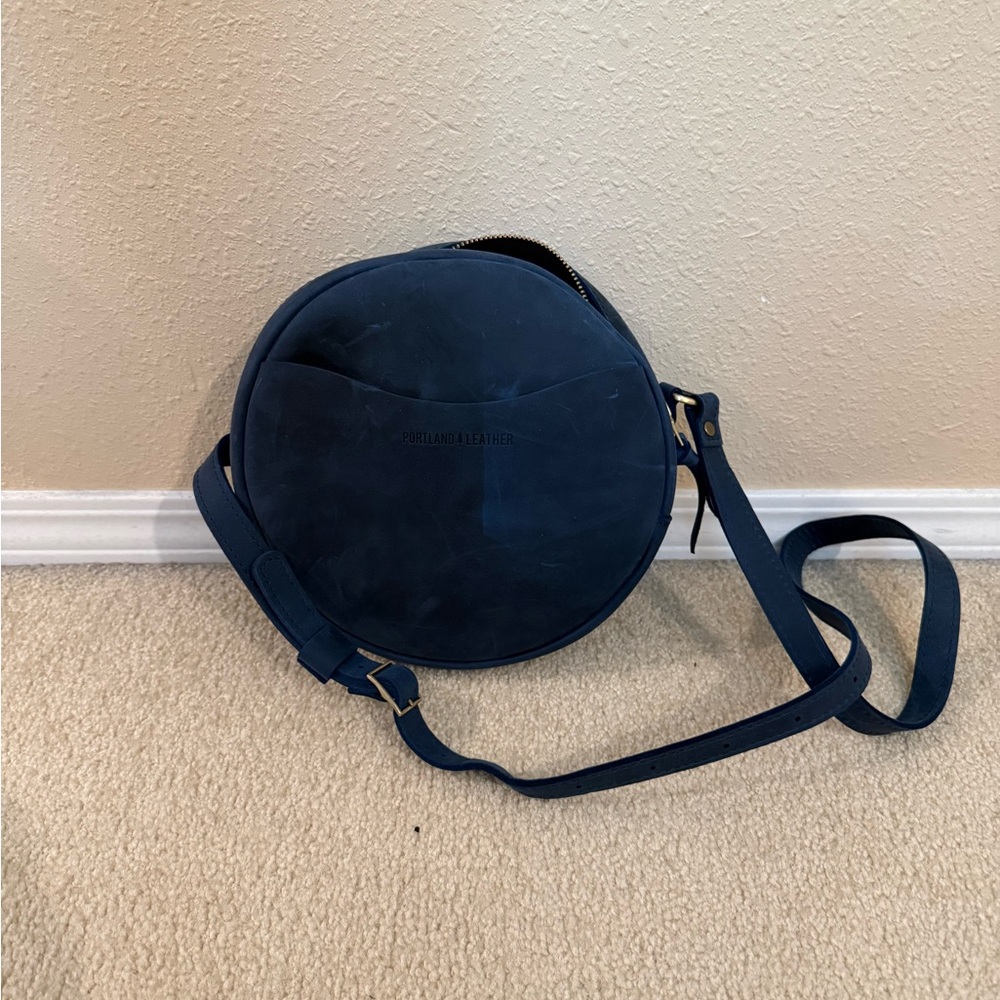 Portland Leather Deep Water Large Circle Crossbody, Suede